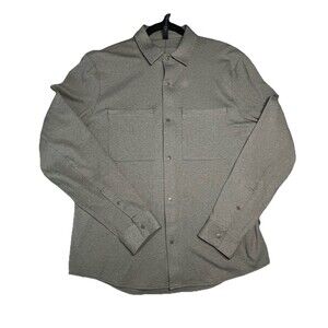 Lululemon Soft Knit Overshirt Mens Medium Gray Zip Chest Pocket Snap FLAW READ